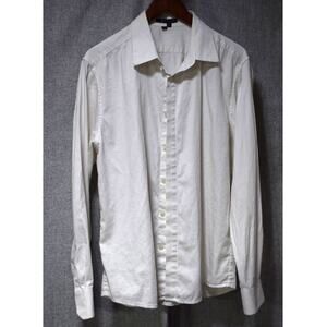 Theory White Pinstripe Cotton Button-Up Shirt L